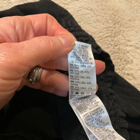 Roxy Pants Size Small Black Linen Blend Drawstring Waist Womens - Picture 5 of 11